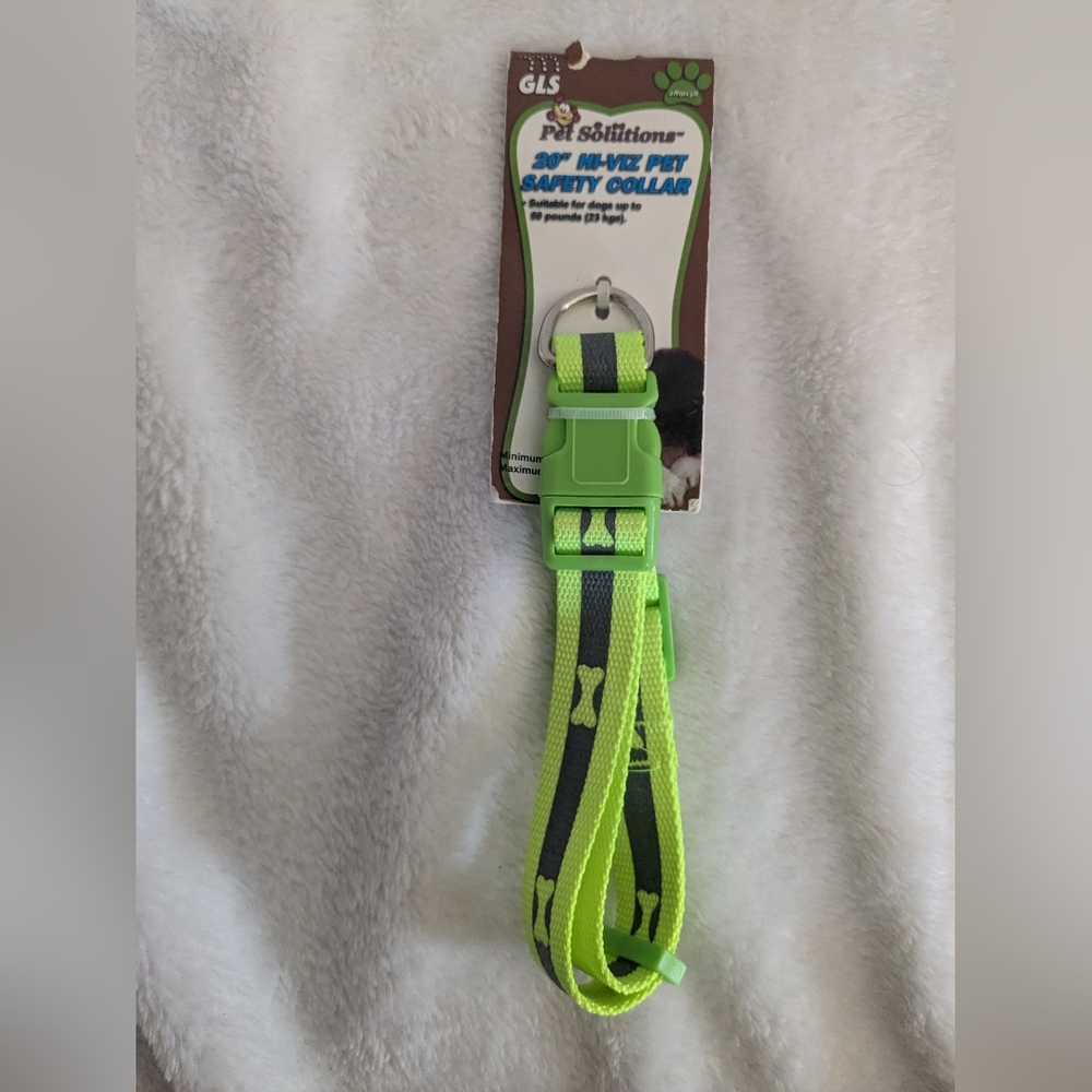 Dog Collar Neon Bright Safety Pet Adjustable  3/4" by 12" - 20"